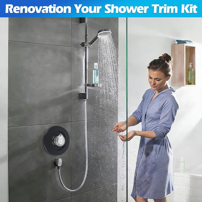 TTSITG Shower Trim Kit, Compatible with Moen Chateau T470 Chateau Shower Trim Kit, for Single Handle Tub/Shower Trim, Includes Escutcheon, Tubes, Shower Handle and Screws, Chrome (Black) - Image 2